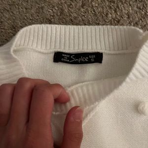 White Puffball Sweater